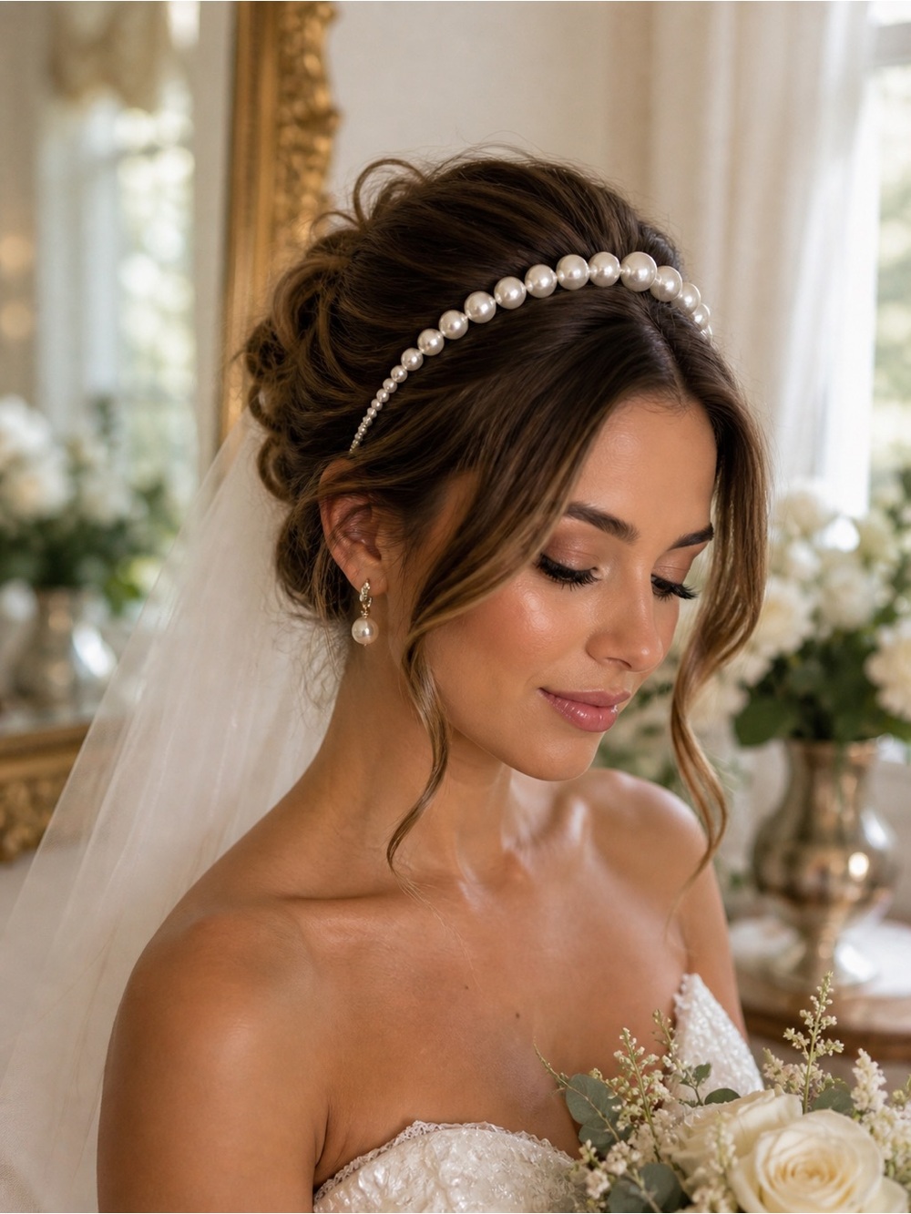 Pearl Headband Bridal Classic Elegant Wedding Hair Accessory Luxe